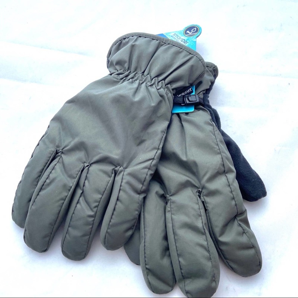 Winter Gloves Isotoner Mens Black Gray Lightweight Smart Touch Waterproof Size L - Picture 3 of 7